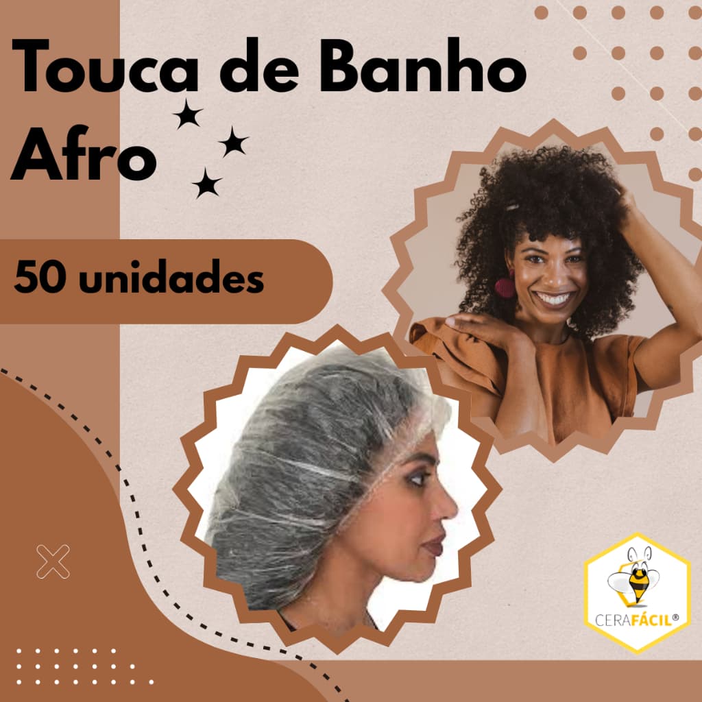 50un - Touca Plástica Descartável Cabelo Afro Volumosos 68X68cm