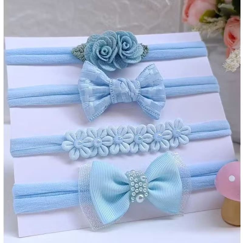 Kit 4 Faixinhas Bebê RN Tiaras com Laços Infantil Acessórios Menina Recém Nascida