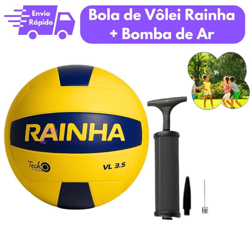 Kit Bola de Volei Rainha 3.5 E Bomba De Ar Original