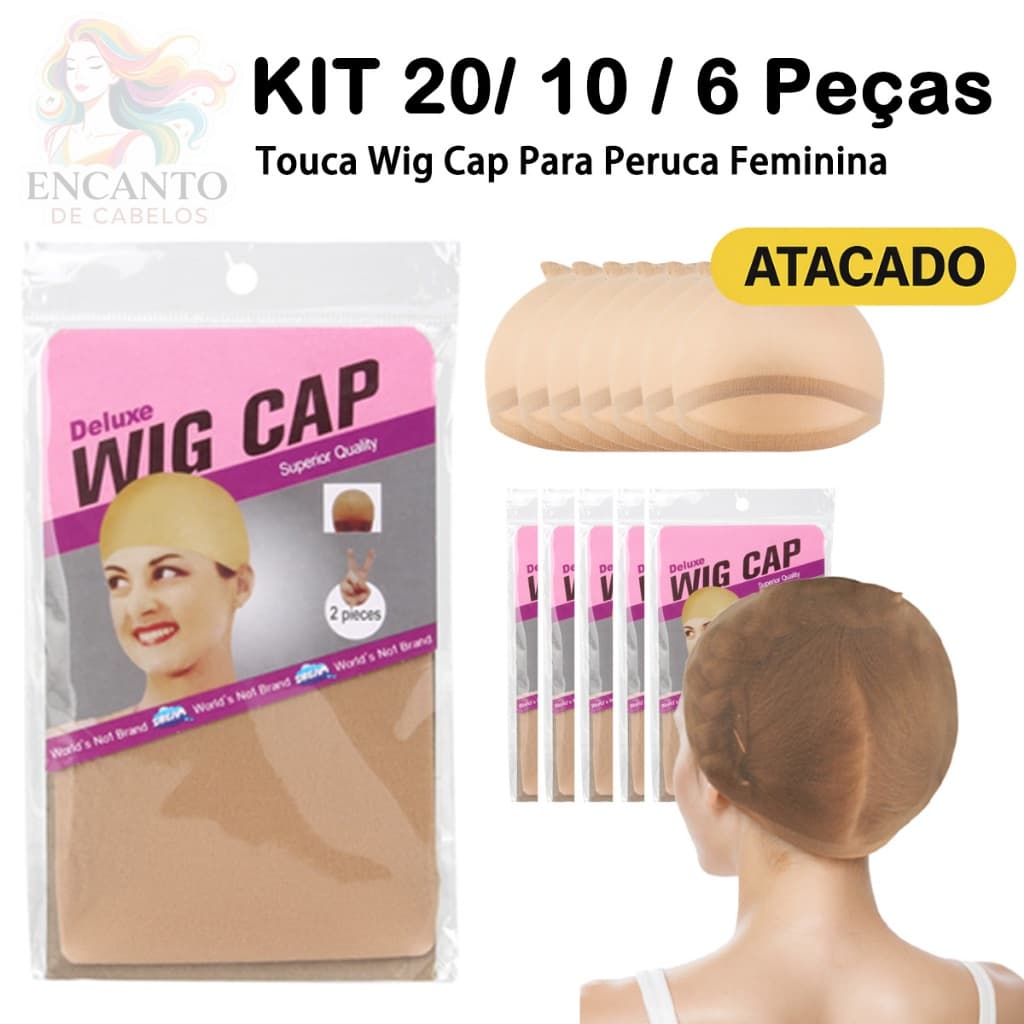 Kit 20 Peças Peruca Cap Para Cabelos Touca para Peruca Feminina Touca de Renda para Peruca Frontal Atacado