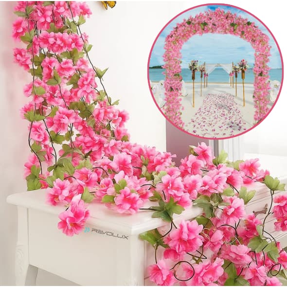 Kit 1/2/3/4 Corrente Flor Cerejeira Artificial Decorativa 180cm Trepadeira 135 Folhas Toque Real