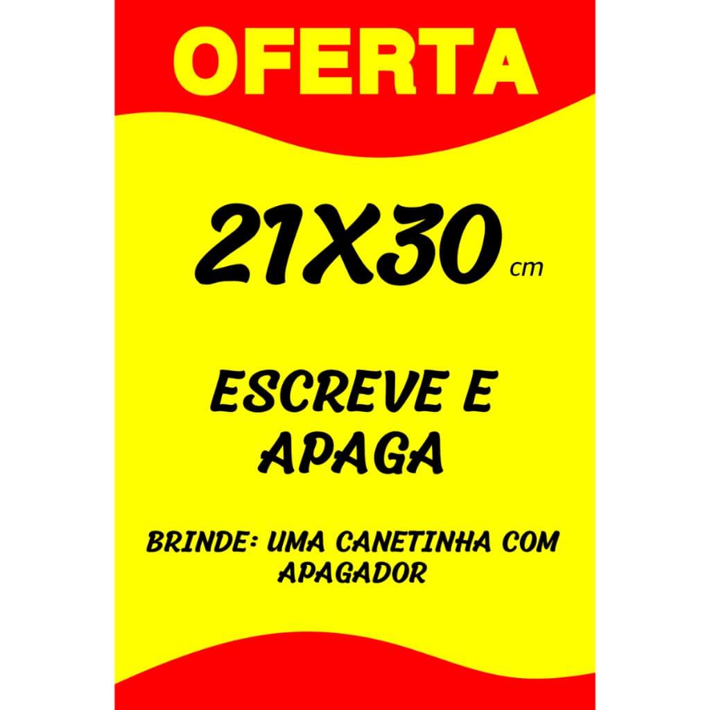 Kit 10 Cartaz Reutilizável de Oferta Promoção A4 21x30 Papel Grosso Laminado + Caneta Apagável