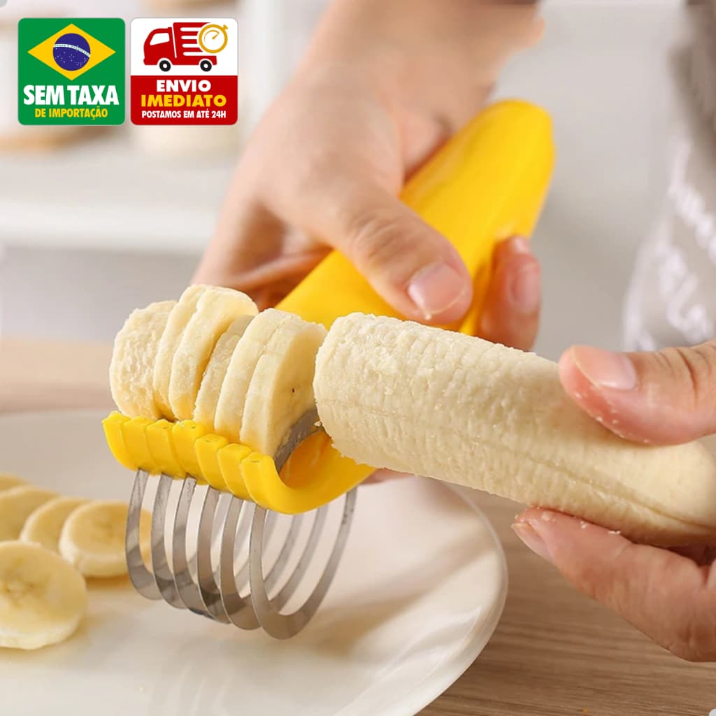 Kit 3 Fatiador Cortador de Banana Pepino Legumes Frutas Multiuso Prático Cozinha Amigold