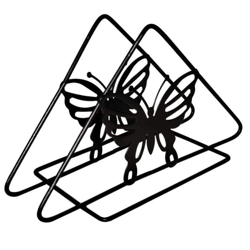 Porta Guardanapo Aramado Black Preto Borboleta-2801