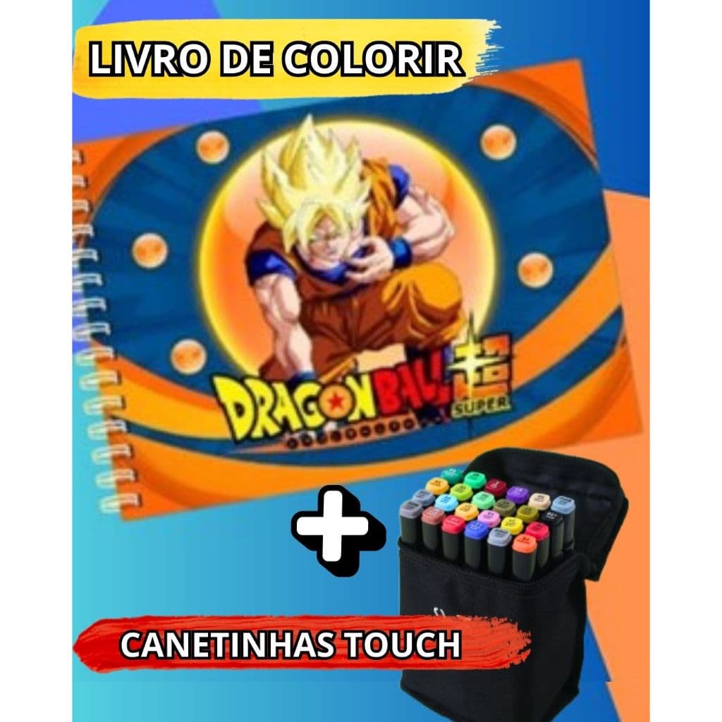 Livro para pintar e colorir Dragon Ball + CANETINHA TOUCH -CAPA DURA ENVIO IMEDIATO