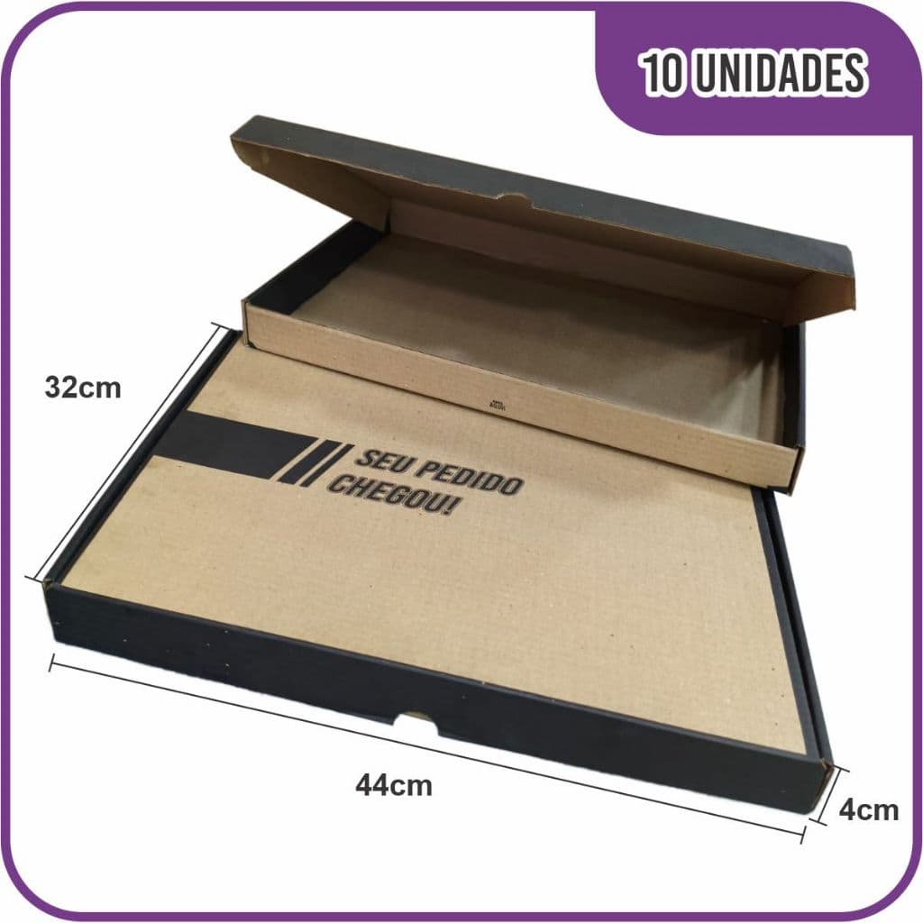 Caixa de Papelão Montável Envios e Vendas 44x32x4cm - 10 Unidades