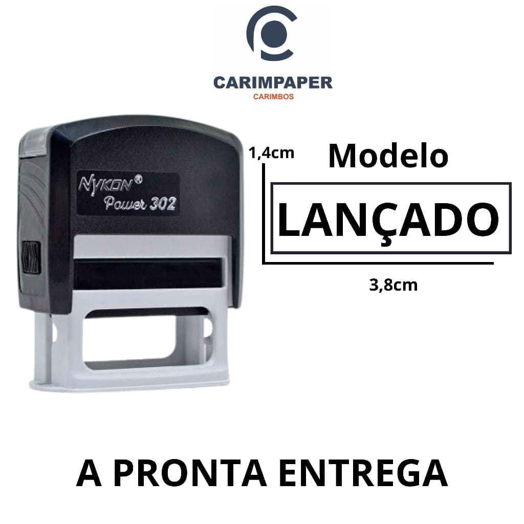 Carimbo Automático- Com Escrita LANÇADO - Medida 38x14cm.