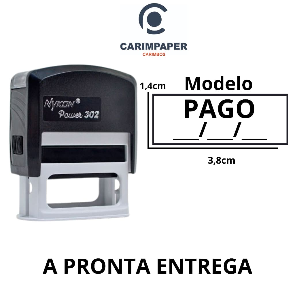 Carimbo Automático - Escrita Pago Com Data