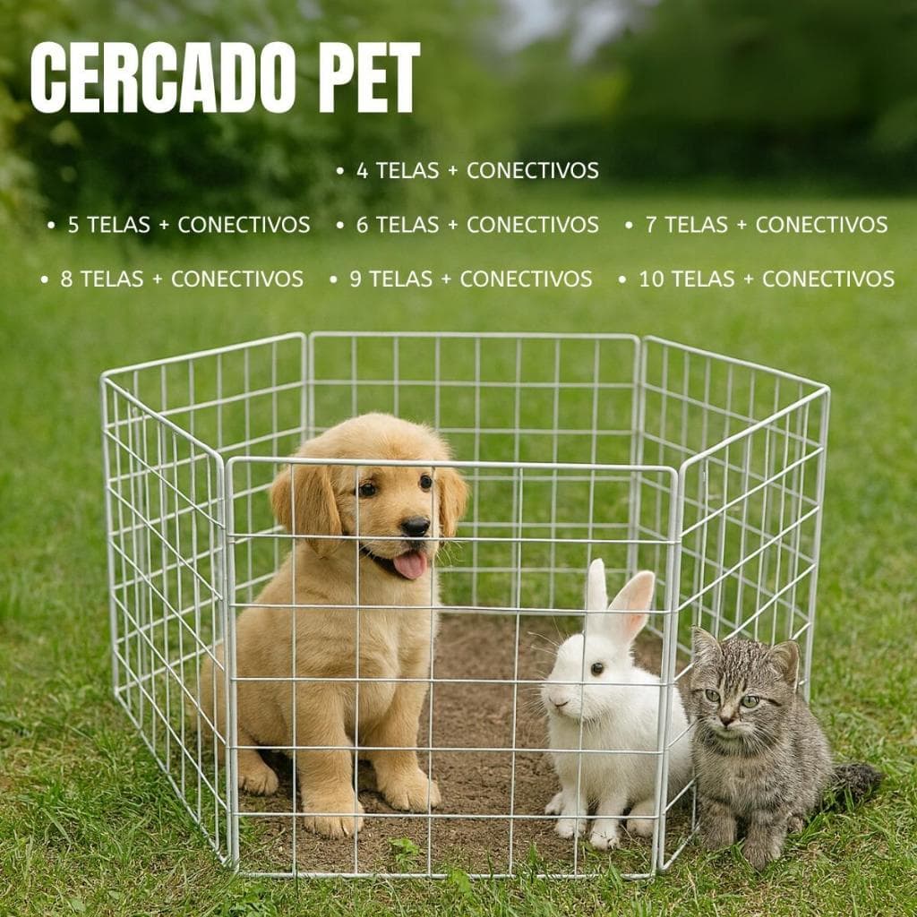 Cercadinho Pet 30x30 com Estrutura Reforçada Tela Preto/Branco para Cachorro e Coelho
