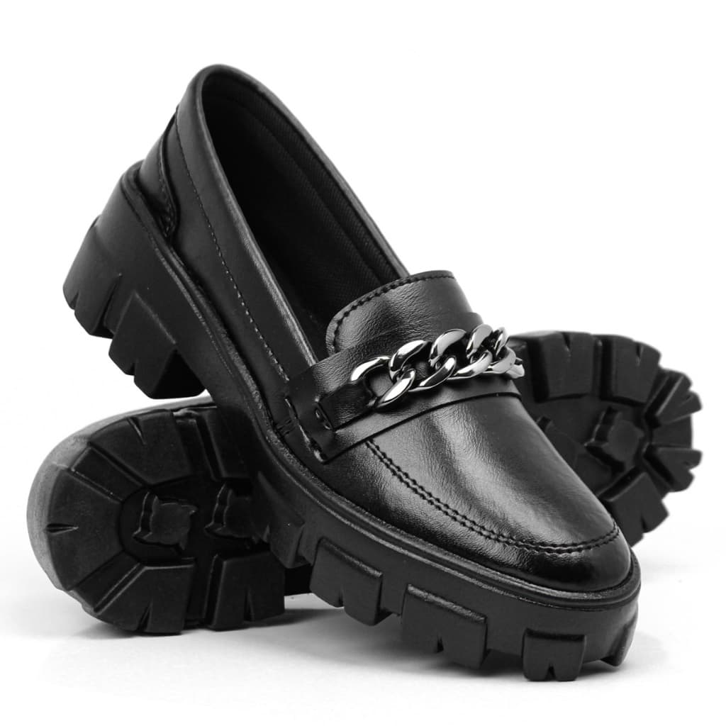 Mocassim Feminino Tratorado Estilo Blogueira Tendência Com Metal