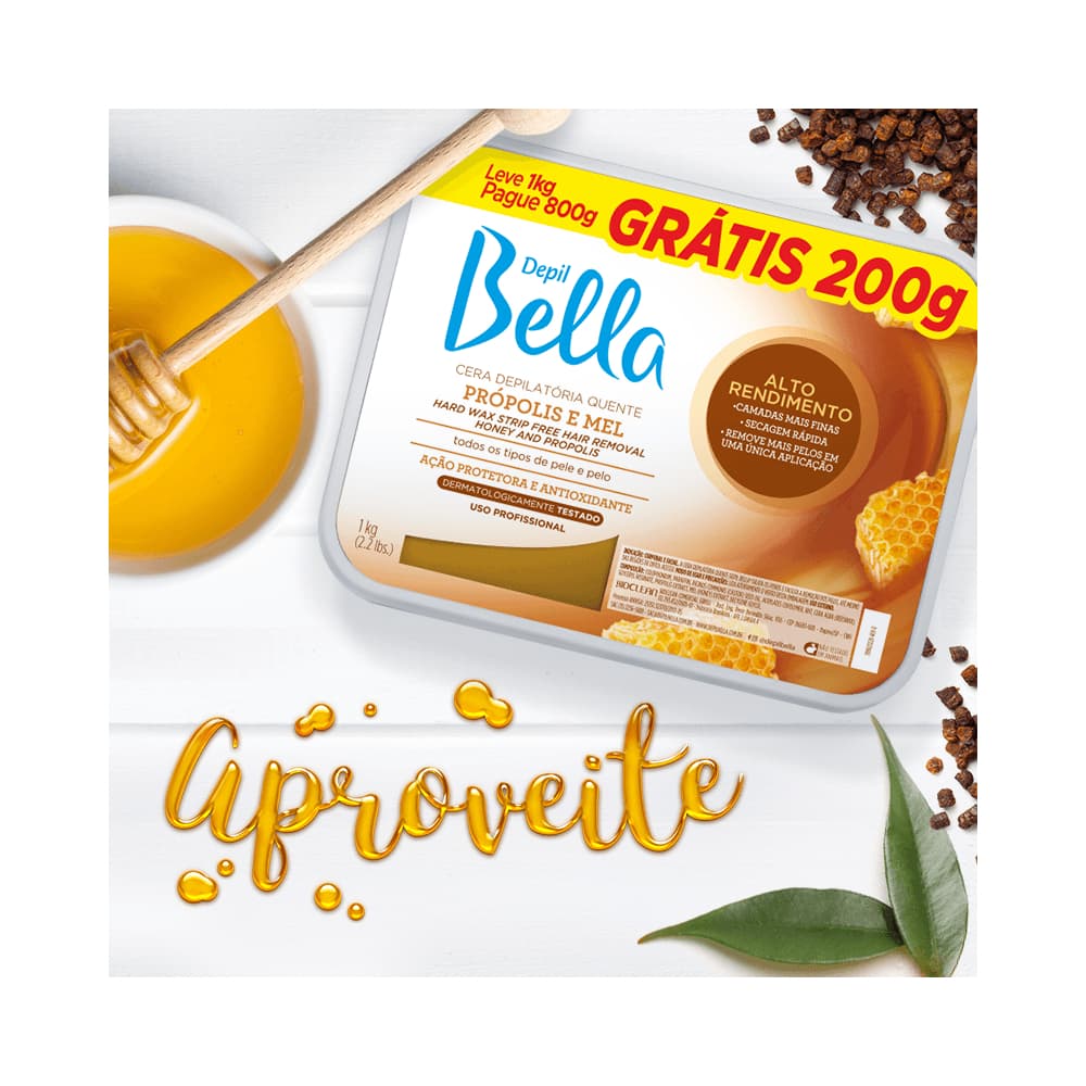 Cera Depilatória Depil Bella Própolis e Mel 800g