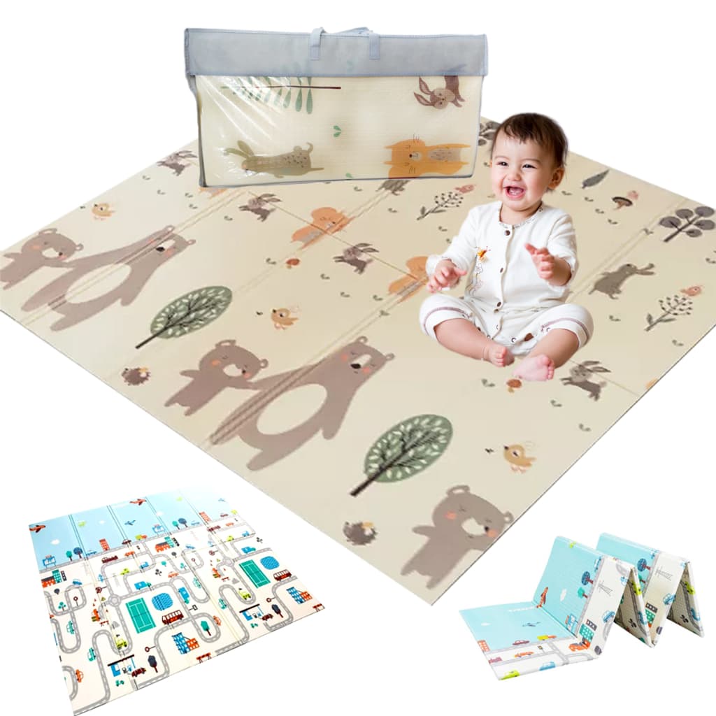 Tapete Infantil Emborrachado Térmico Tatame Antiderrapante Dobrável Dupla Face 6mm 1,80x1,50m