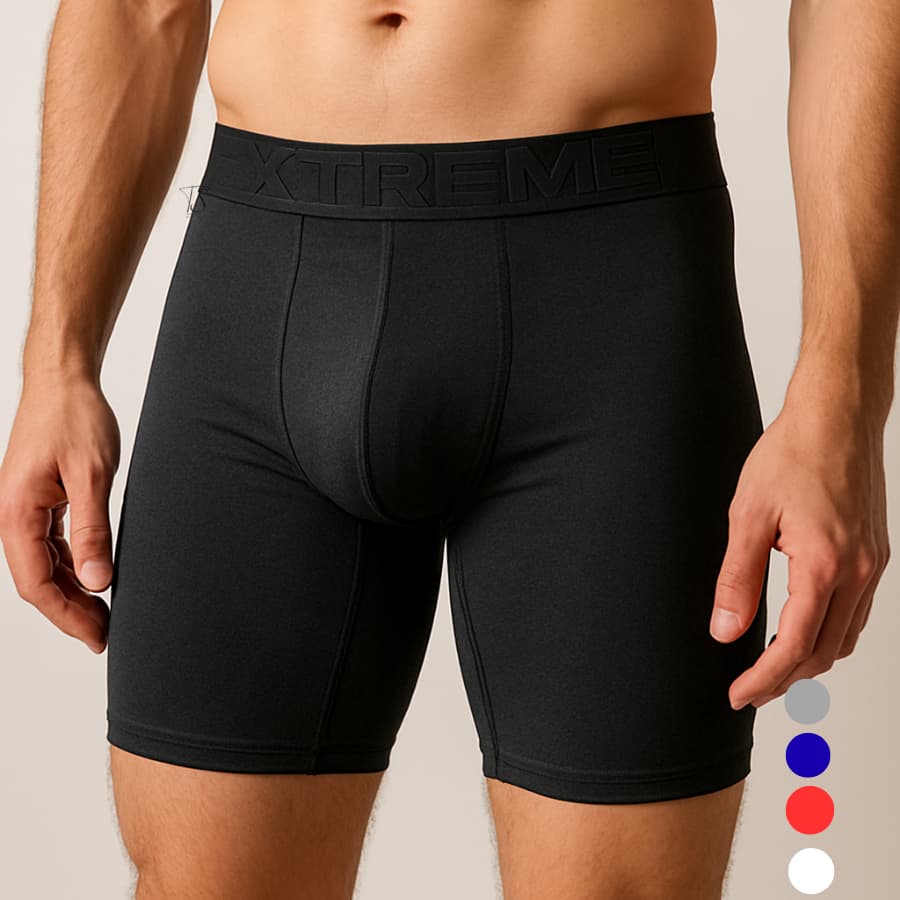 1 Cueca Ciclista Comprida Recorte Poliéster Confortável  Box Masculina Não Enrola