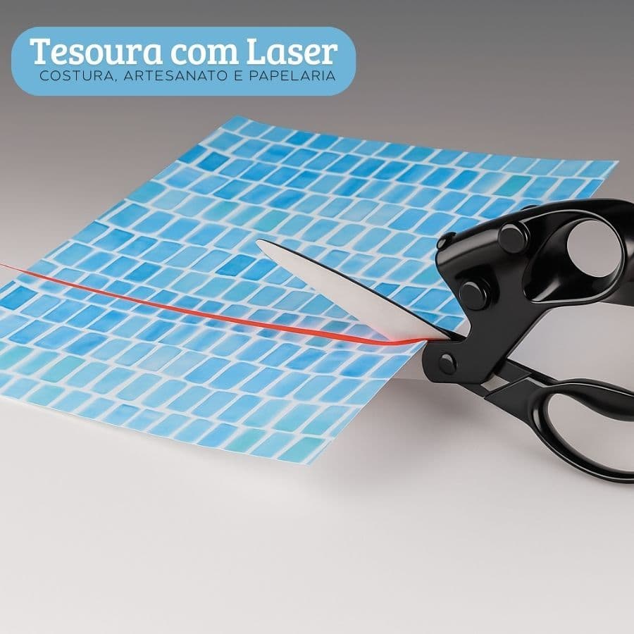Tesoura com Laser para Cortes Precisos em Aço Inox – Ideal para Costura, Artesanato e Papelaria