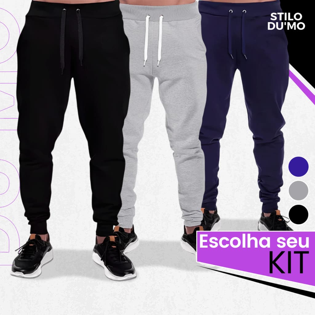 Kit 2 Calças Jogger Moletom Masculina Estilo Jogger Confortável Otima Qualidade P ao GG
