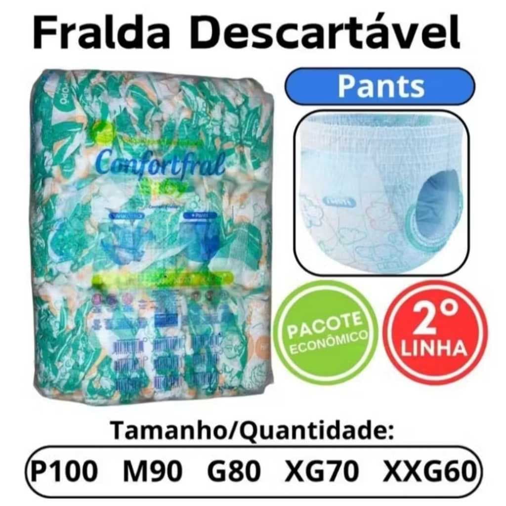 PROMOÇÃO KIT 2 FRALDA CALÇA INFANTIL PANTS SHORTINHO PACOTÃO SEGUNDA LINHA