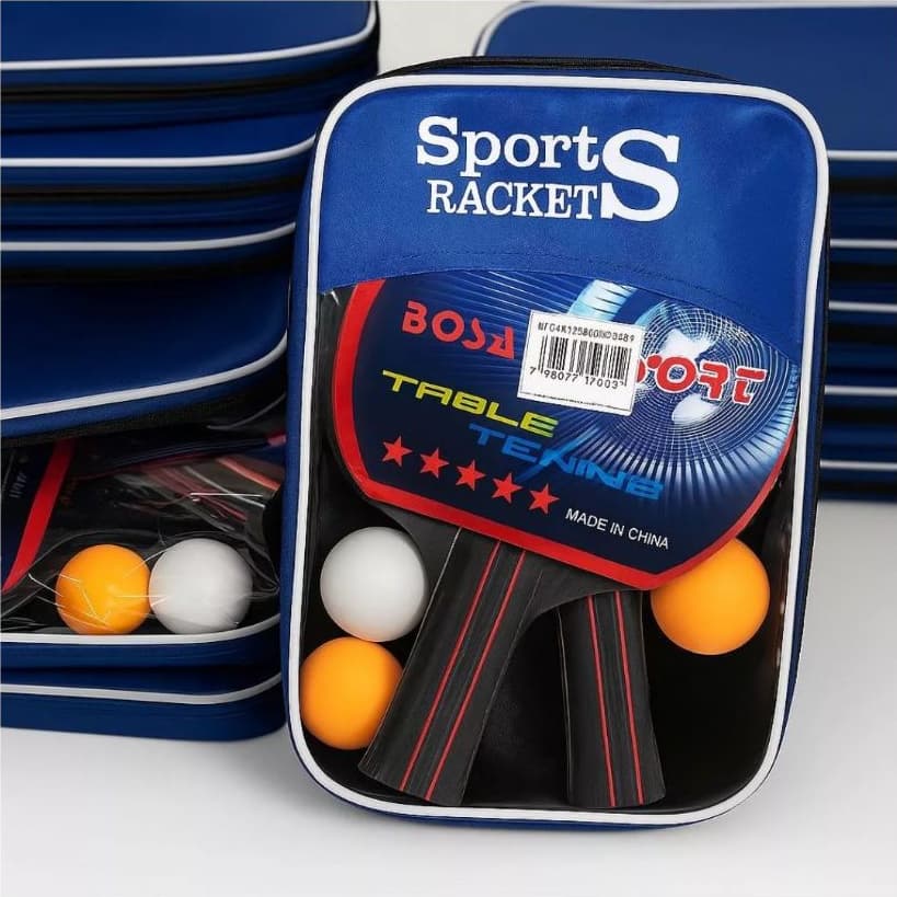 Kit de Raquete de Tenis de Mesa Ping Pong com 3 Bolinhas 5 estrelas Profissional Conjunto