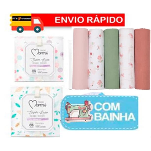 Fralda De Pano Com Bainha Tecido Duplo Pano Super Luxo Mami  Com 5 Peças