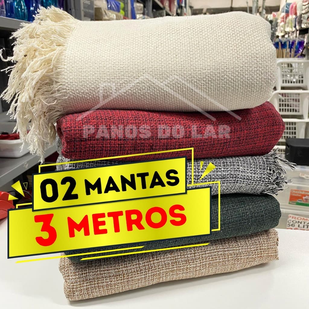 Kit 02 Manta para Sofá Grande Tecido Grosso King 2 e 3 Lugares Gigante 3,00x1,80 de Luxo Sofa e Cama