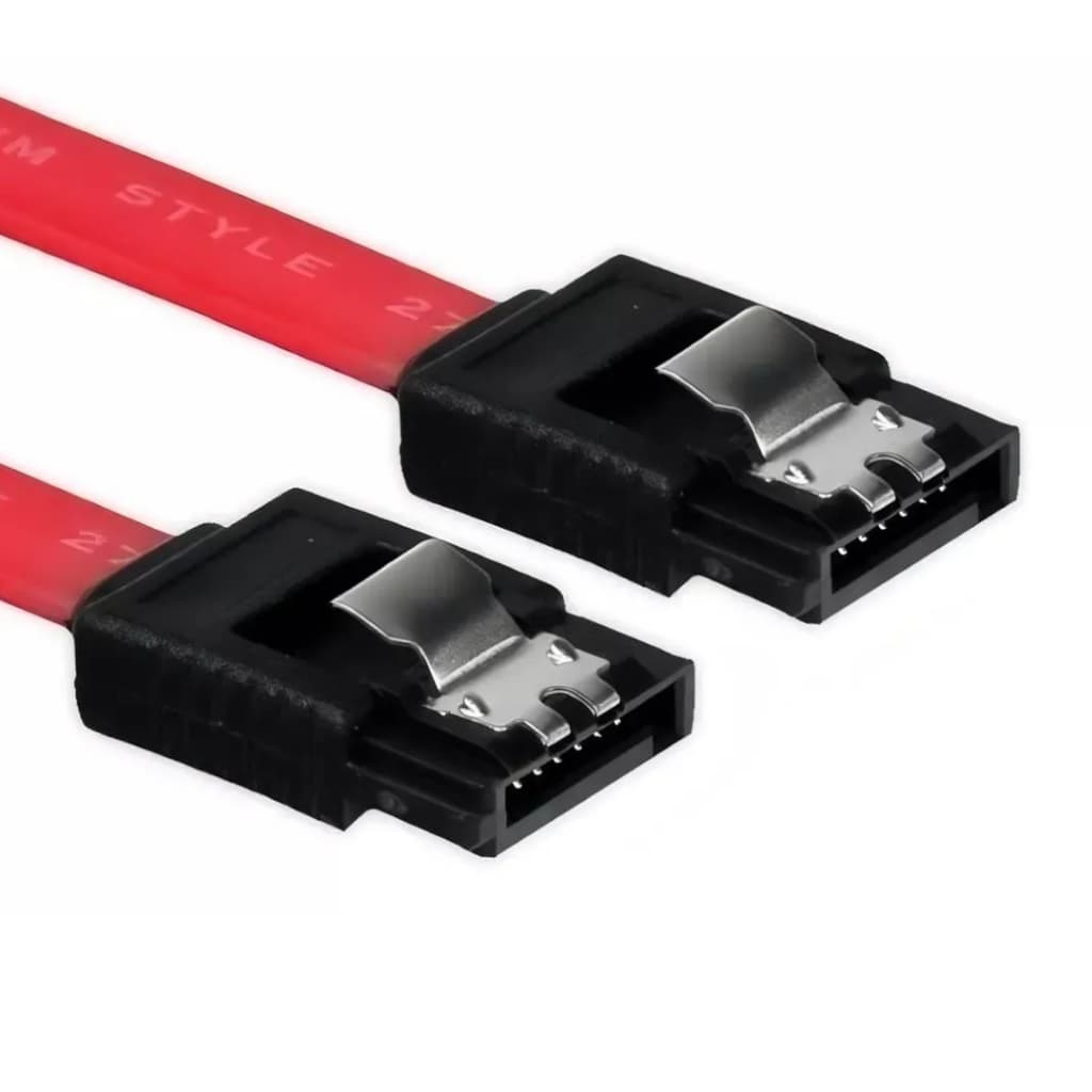 Cabo de Dados Sata lll 50 Cm HD Ssd Dvd Cd Flexível Plus Cable 180º Flat Vermelho com Trava