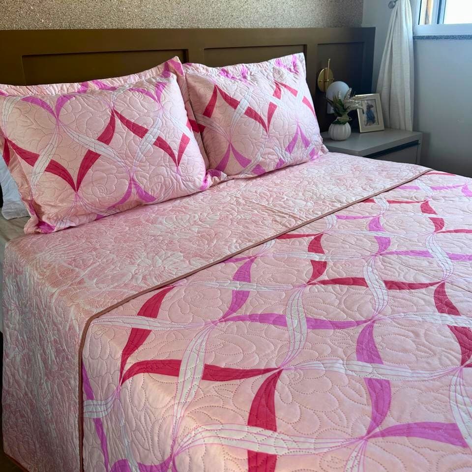 Kit Colcha Cobre Leito Solteiro Casal Queen King Bouti Dupla Face Estampado C/ Vies