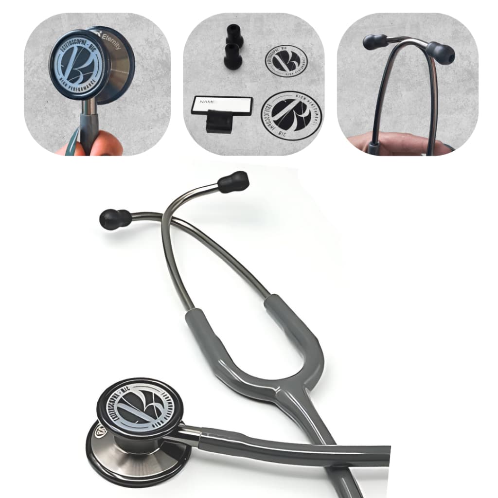 Estetoscopio Profissional Cinza Grafite Inox Adulto E Infantil Bic