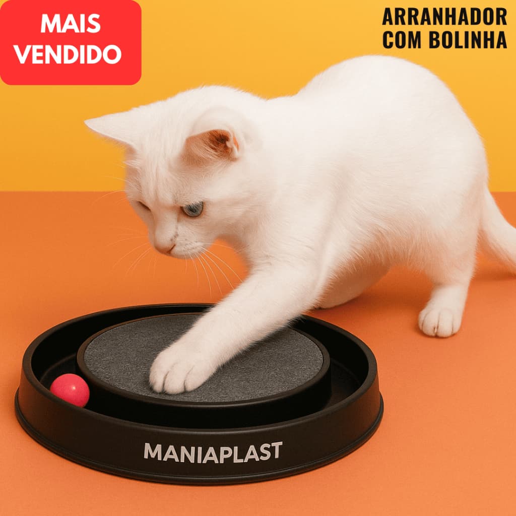 Arranhador Redondo Brinquedo para Gato Interativo Com Bolinha Relax Antiestresse Miau