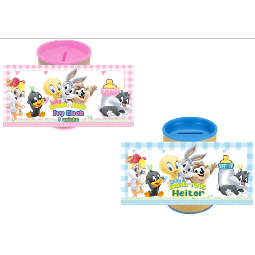 10 Cofrinhos Personalizados Festa Looney Tunes Baby