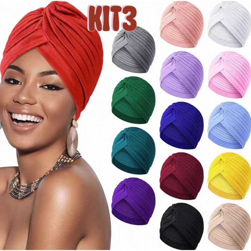 KIT 3 Peças Chapéu turbante indiano personalizado para mulheres, acessórios elásticos para ioga