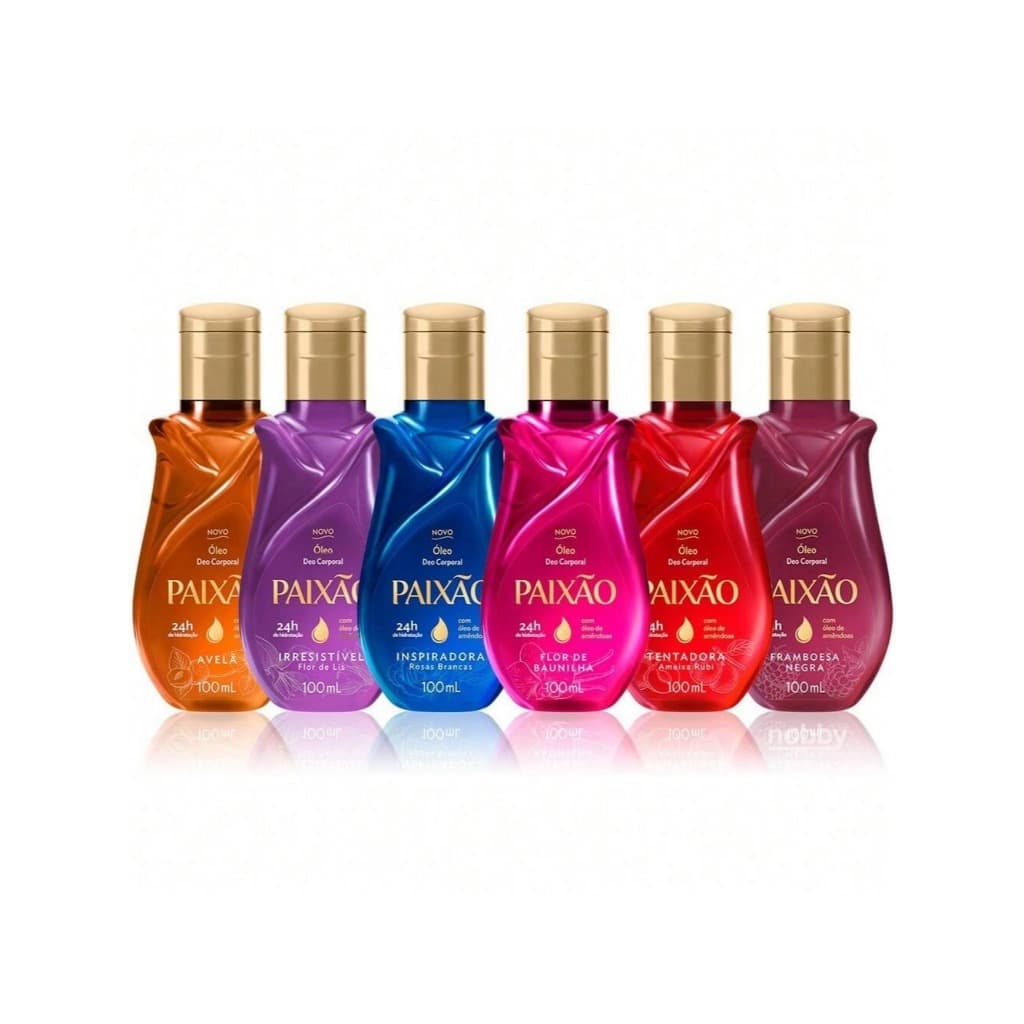 Kit com 6 Óleos Corporais Paixão 100ml – Pele Perfumada, Hidratada e com Toque Sedoso