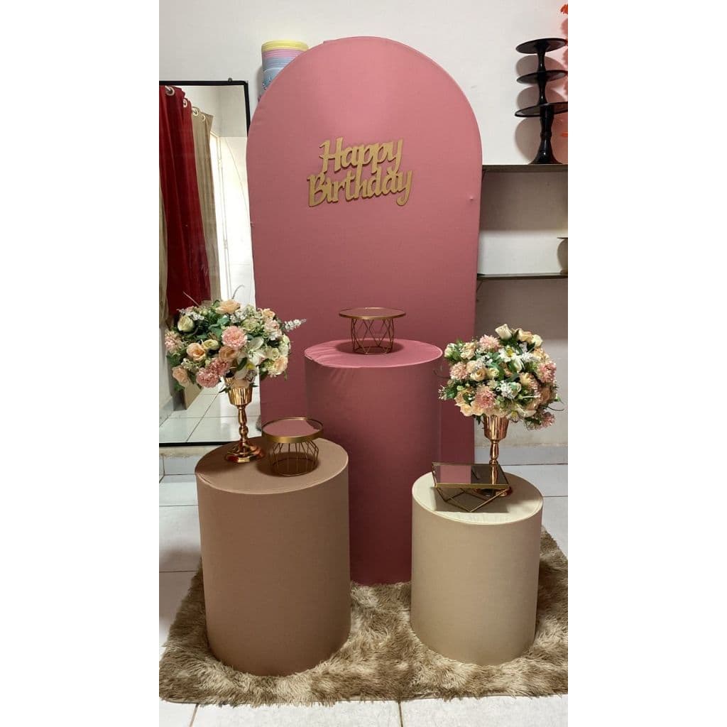 capa painel romano 2 em 1 frente e verso + trio capas cilindros festa p,m,g