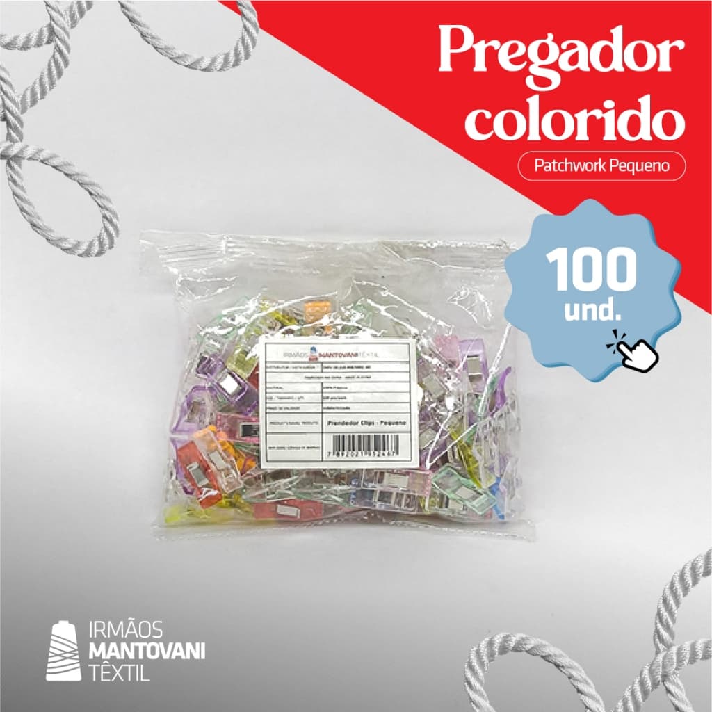 Pregador Colorido Patchwork Pequeno – 100un | Costura Criativa, Overlock, Bainhas