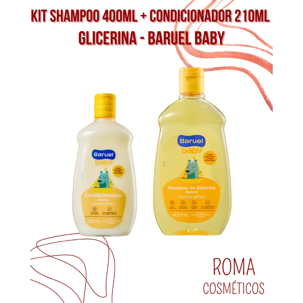 Kit Shampoo 400ml + Condicionador 210ml – Baruel Baby Glicerina