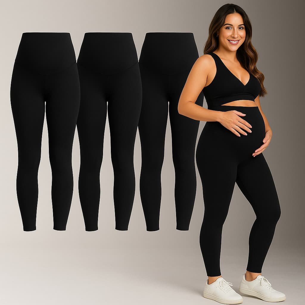 Kit 3 legging gestante calça grávida alto conforto sustentação suporte barriga roupa maternidade suplex fitness. sports