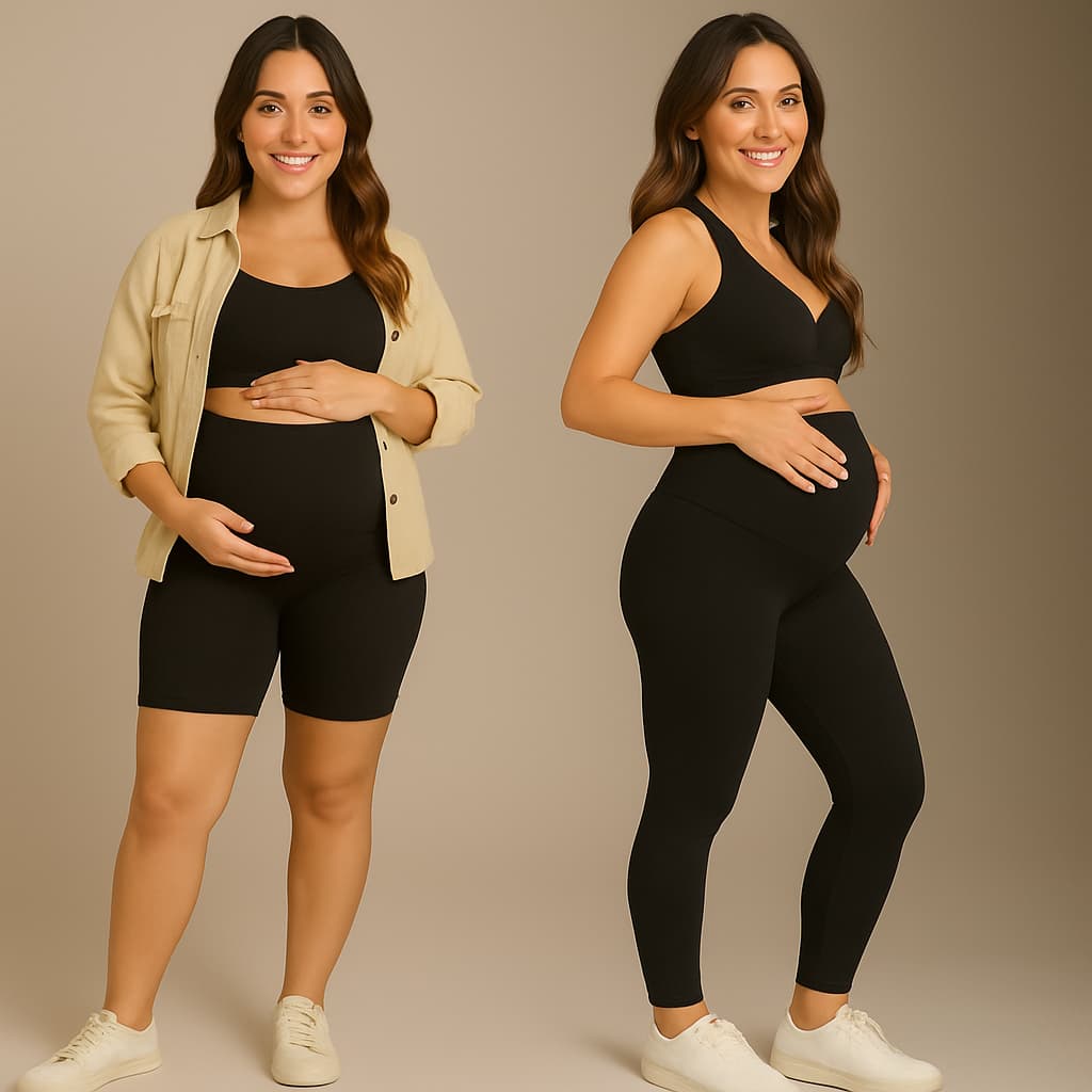 Kit legging gestante + shorts gestante curto roupa maternidade alto conforto e sustentação barriga calça grávida suplex