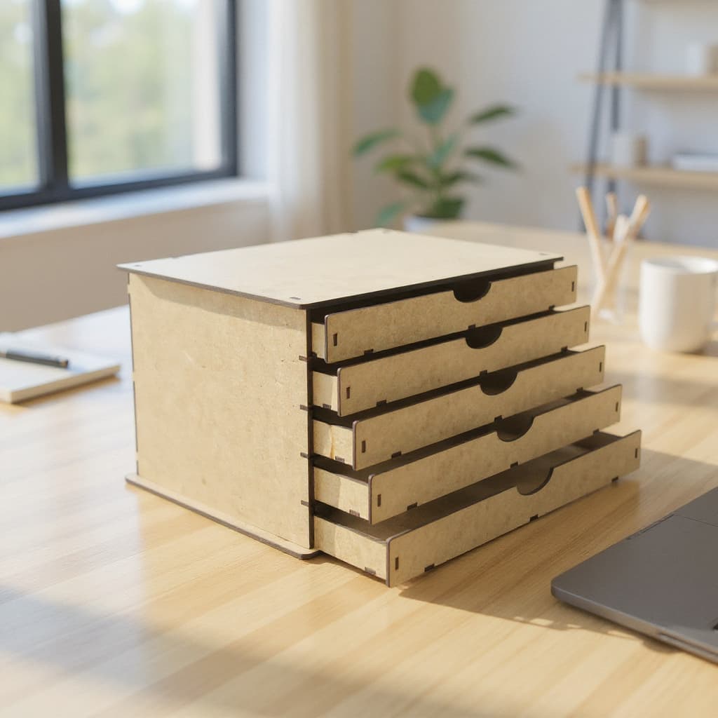 Gaveteiro Organizador Multiuso 5 Gavetas Mdf Cru