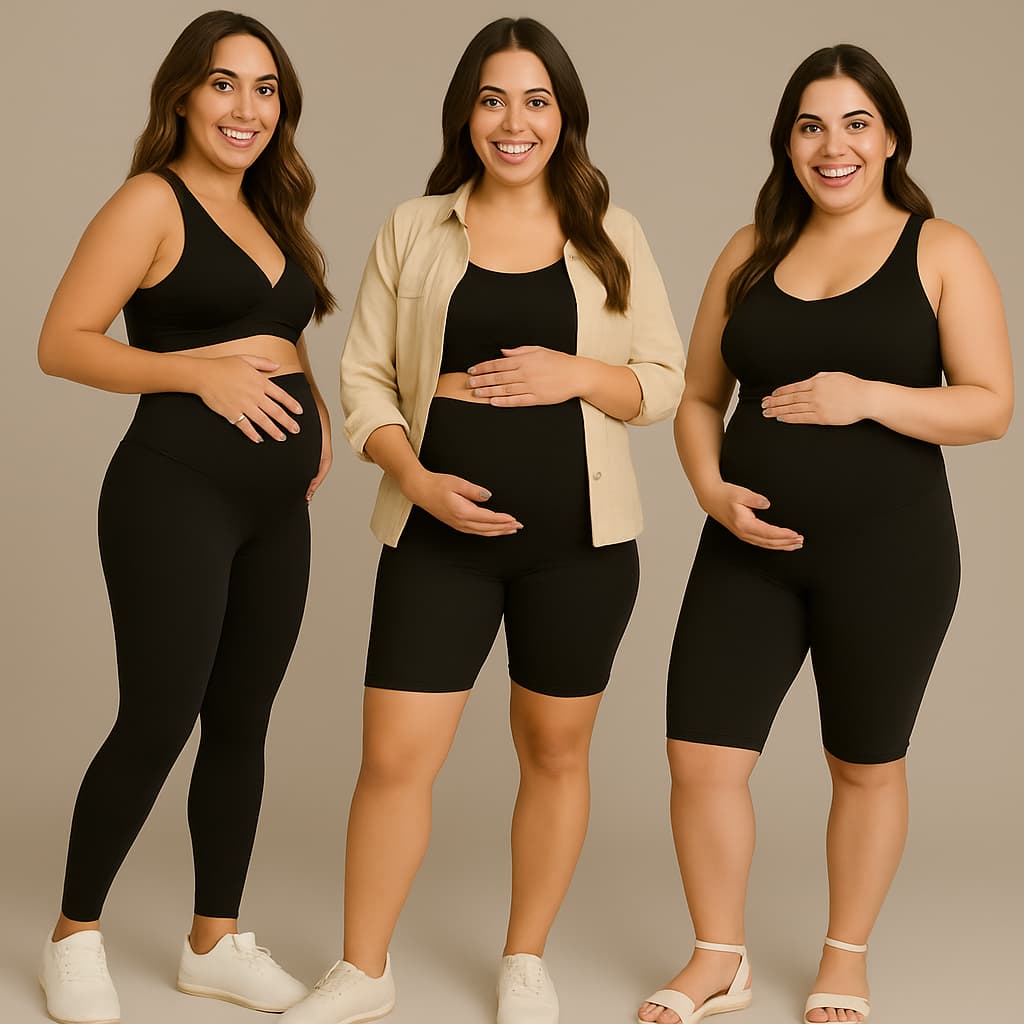 Kit legging gestante + bermuda gestante ciclista comprida + shorts gestante curto roupa maternidade alto conforto susten