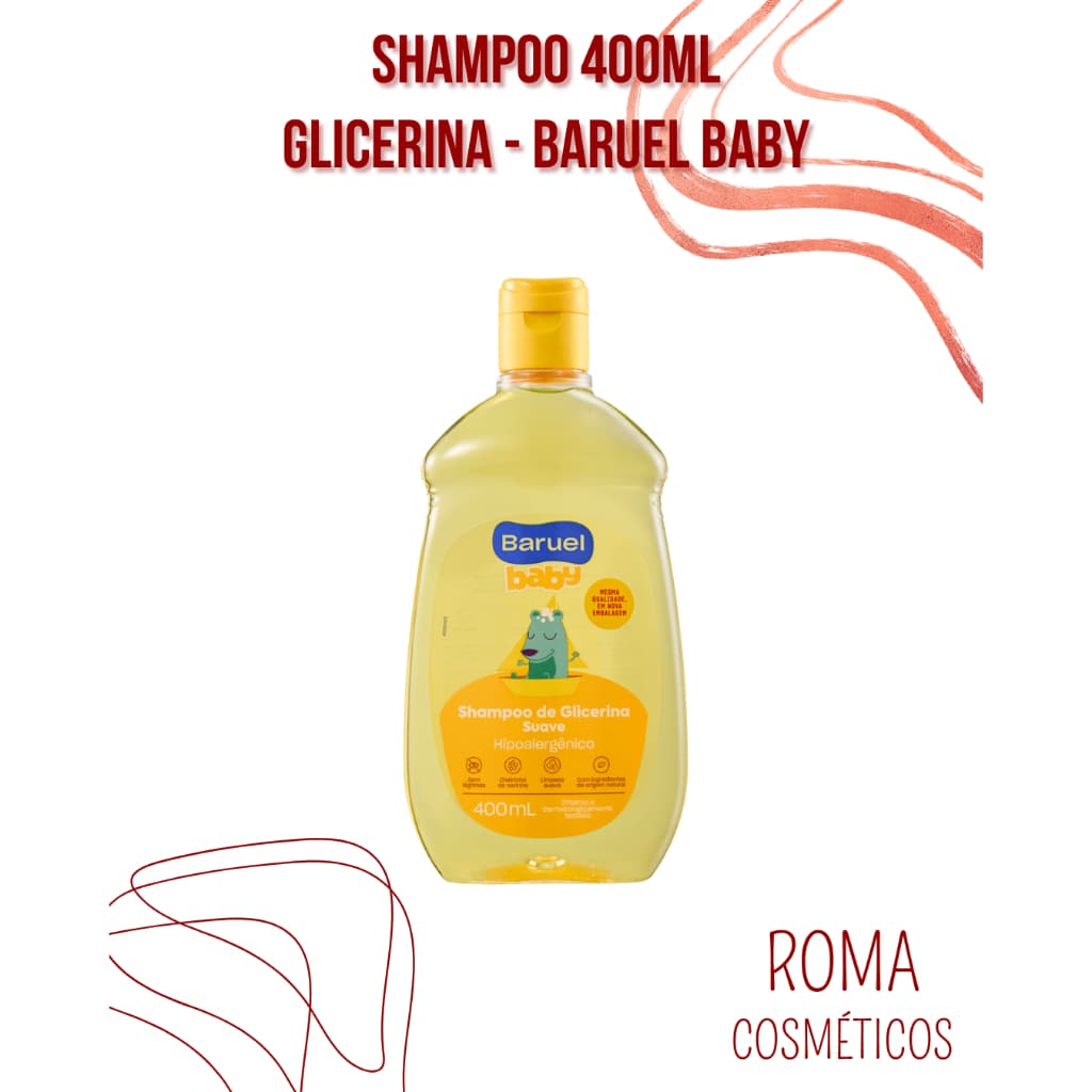 Baruel Shampoo Glicerina 400ml – Baruel Baby UNIDADE ou KIT 3x (escolha o seu)