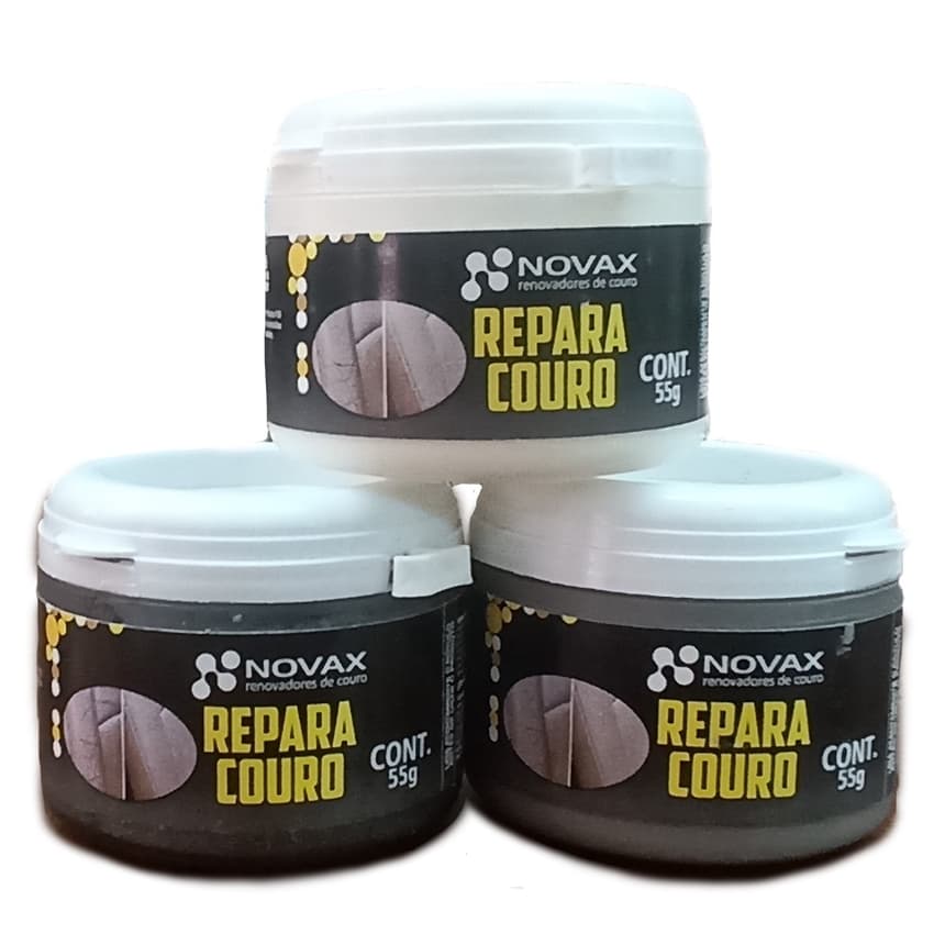 Reparador de Couro Liso – Trinca, Arranhão, Estofado Automotivo e Domiciliar – 55g | Novax