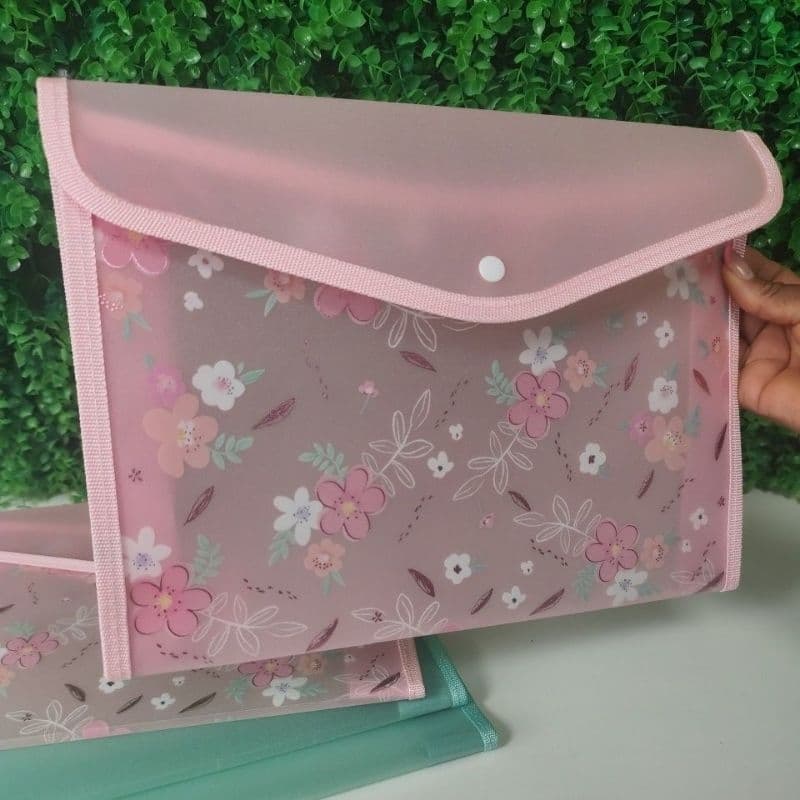 Pasta com Botão Love Flowers Verde MOLIN Pasta Organizadora Pasta Flores Pasta para Documentos Pasta Fofa Papelaria Fofa