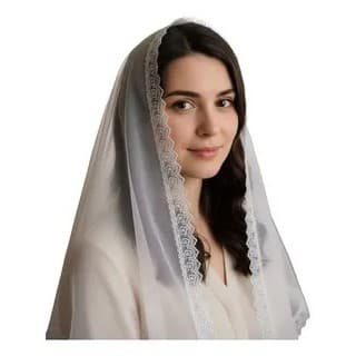 Véu Ccb Renda Bordada Com Porta Veu Redondo e Quadrado Ncrl02