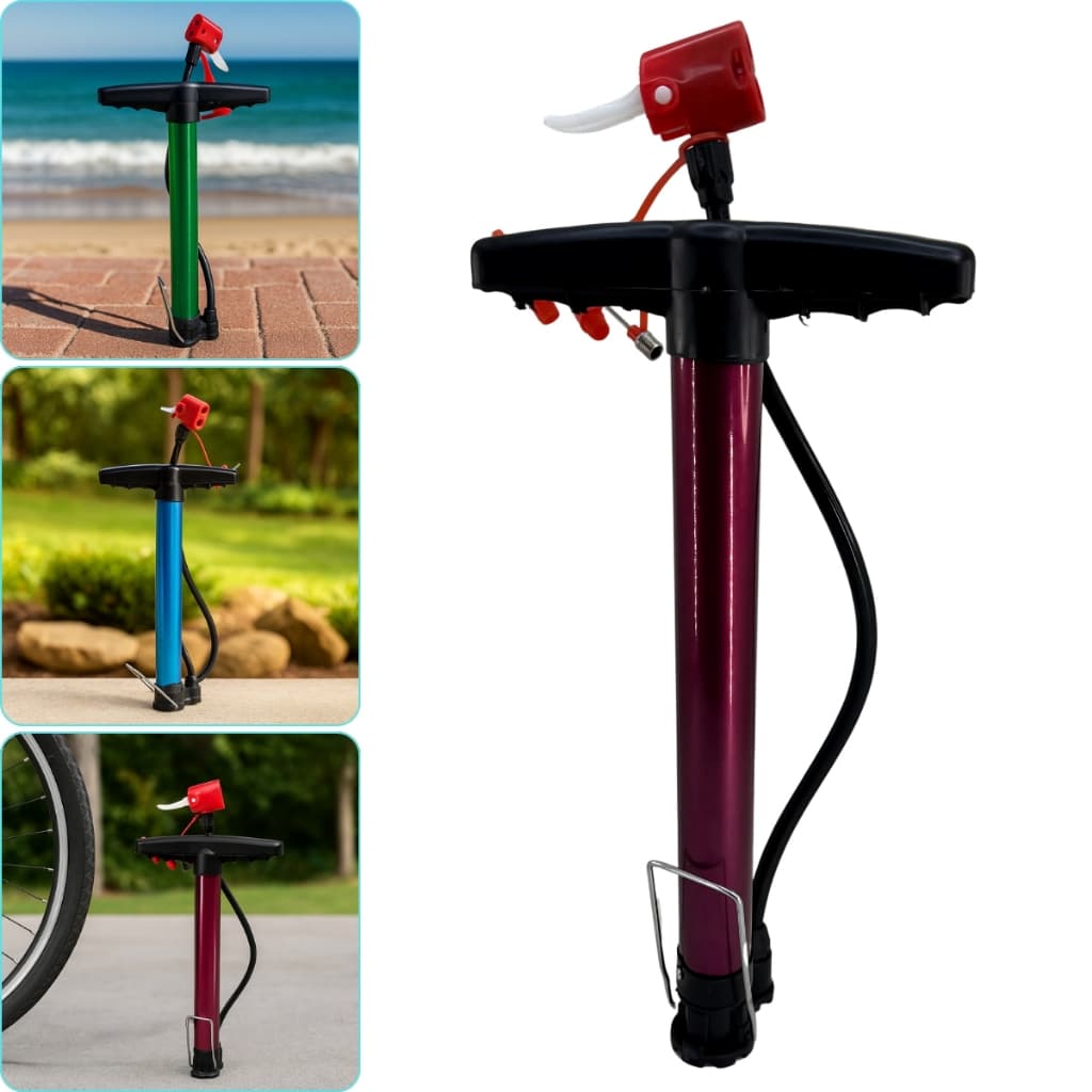 Bomba de Encher Pneu Bola Boia Com 3 Bicos Adaptáveis Para Inflar Diversos Produtos Bomba de Ar Manual da Napoles