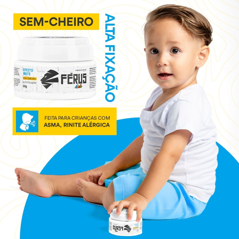 Cera Modeladora Criança  Férus Kids Efeito Mate Sem Cheiro 80g