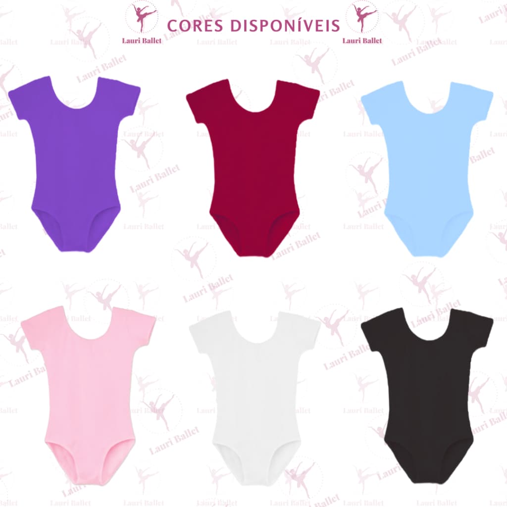 Collant's Meia Manga Em Suplex Coloridos Ballet Infantil/Juvenil - Para Bailarinas