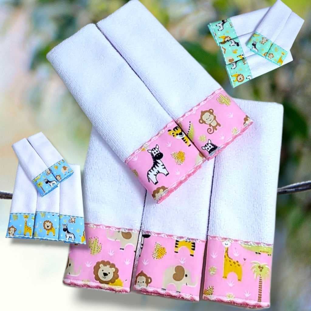 Toalhinhas de Boca e Ombro Kit Maternidade Tecido Felpudo com 5 Unidades Em Estoque Envio Imediato