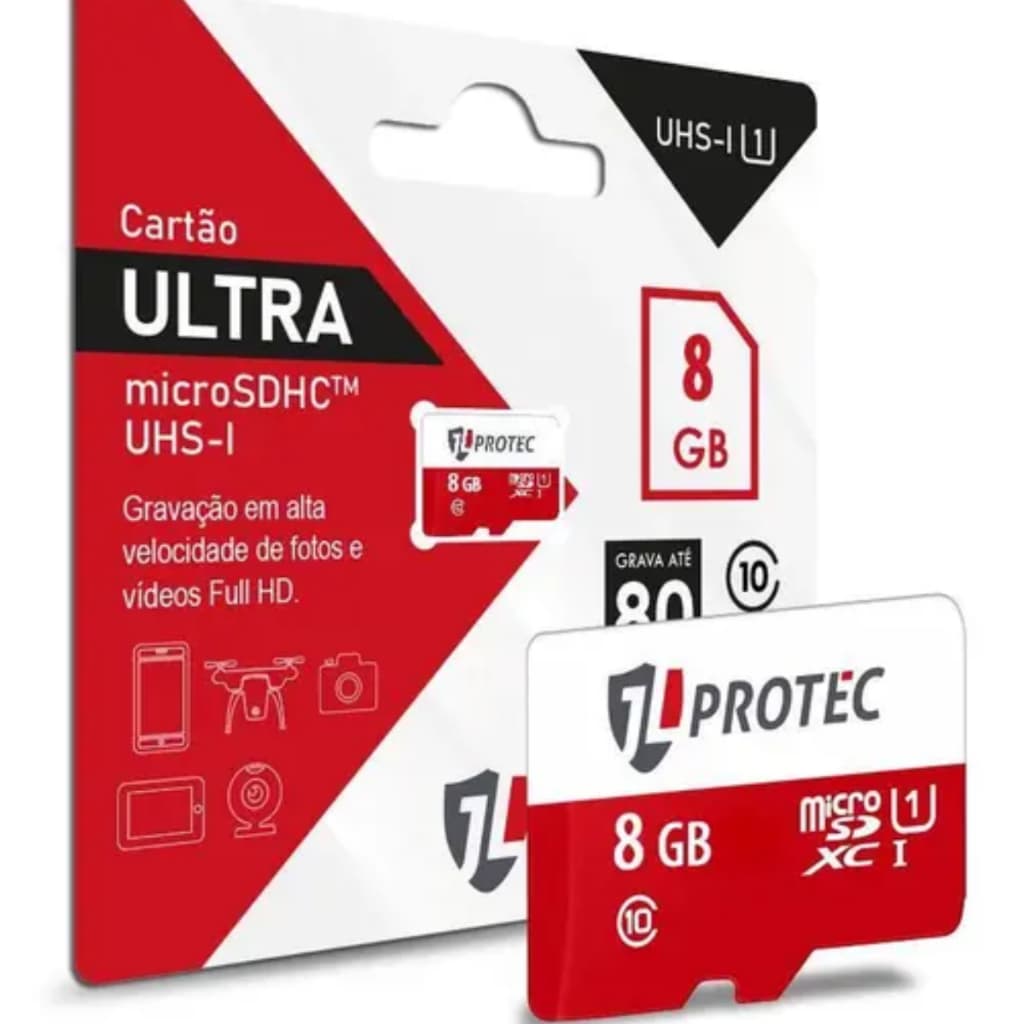 Cartão de Memória MicroSD 8GB Classe 10 – Rápido, Compacto e Ideal para Full HD
