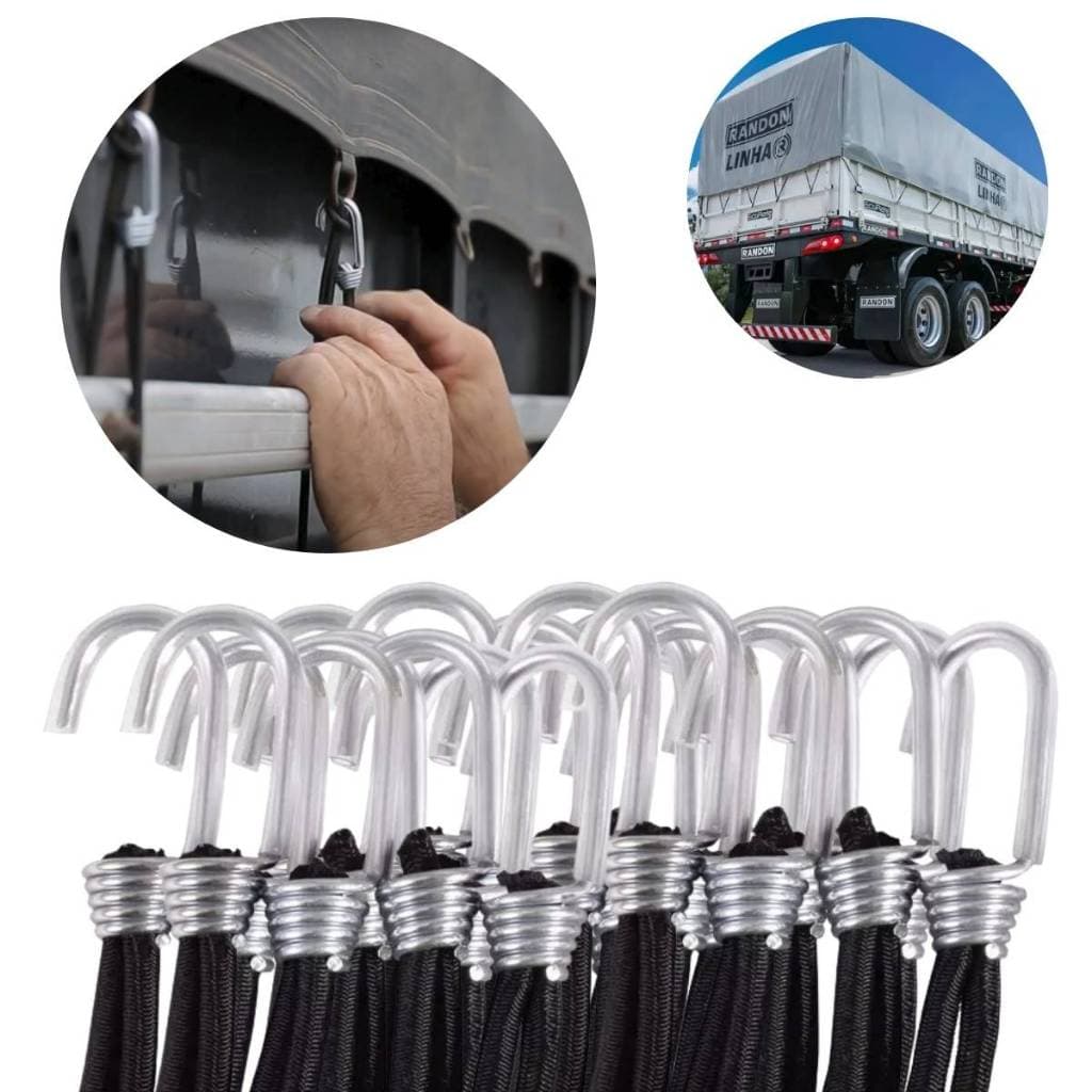 Kit 50 Extensor Elástico Para Caminhão Corda Lona Fixador 35 Cm