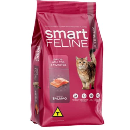 ração smart feline gatos adulto e filhotes salmão 26% 5kg