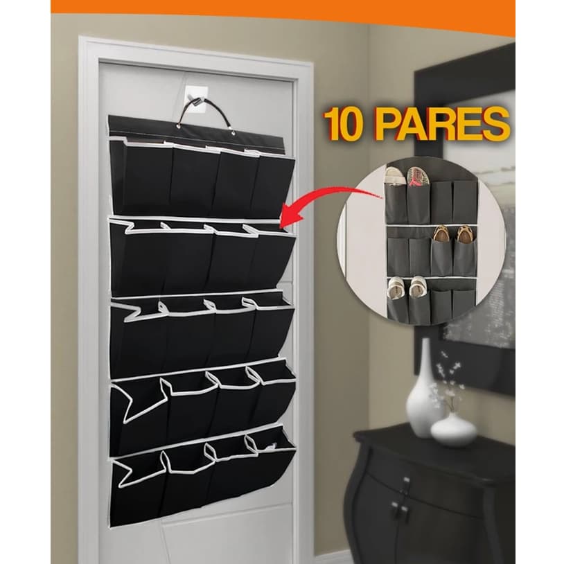 Sapateira de Porta Parede para 10 e 8 Pares de Sapato Tênis TNT Resistente - Diversas Cores