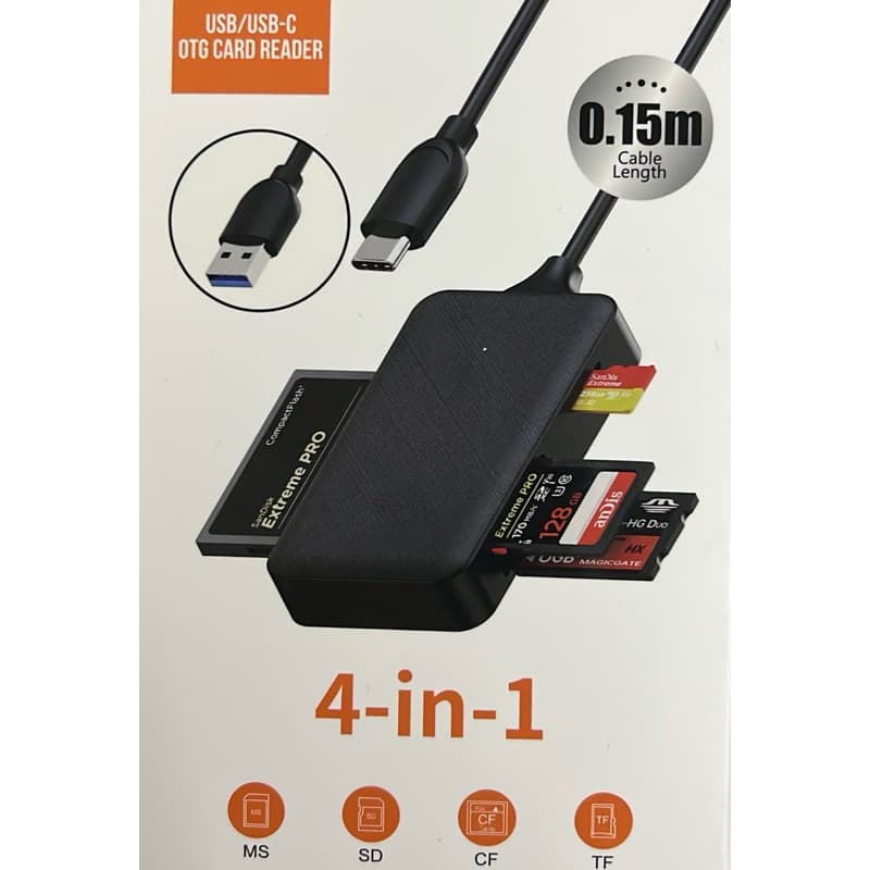 leitor de cartao Tf.Cf.Sd.Ms para usb 3.0 e type c
